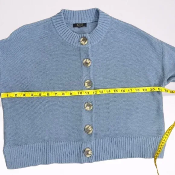 Quince 100% Organic Cotton Cropped Cardigan Size S Blue-Gray - Picture 6 of 8